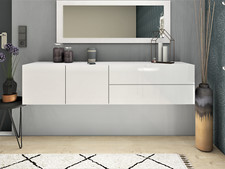 Lowboard 152cm 2-türig Kommode Sideboard Hängeschrank Weiß Hochglanz Sophia