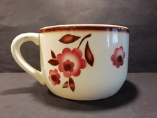 Antiker Nachttopf Keramik Spritzdekor rote Blumen Pflanzenkübel