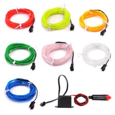 12V Auto EL Wire Kabel Lichtschnur Leuchtschnur LED Neon Draht Lichterkette 1-5m