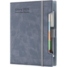 Terminplaner 2026 A5 Tagesplaner Kalender Kunstleder Stift Taschenbuch