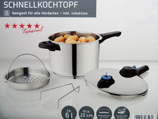 Ernesto Schnellkochtopf mit Dünsteinsatz Kochtopf Topf 6L Induktion 22cm TOP NEU
