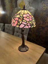 Tiffany Stil Rosen Buntglas Jugendstil Vintage Nachttischlampe Art Deco