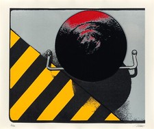 Gerd Winner Lokomotive III 1971  Farbserigraphie / Büttenkarton WVZ Schauer 19 c