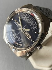 Wittnauer 2000 Automatic Time Machine Day Date Perpetual Navy Blue 70er Jahre