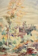 Sommerliche Waldlandschaft mit Kapelle,  Aquarell, Impressionismus, um 1880/90