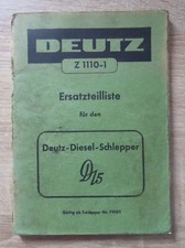 Deutz Schlepper D15 Ersatzteilliste
