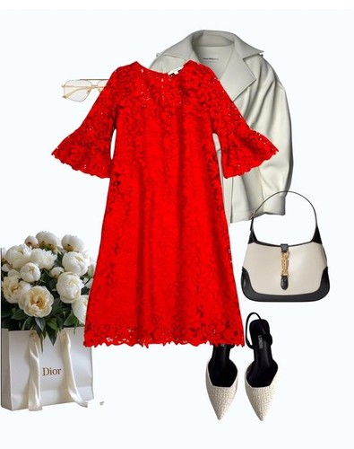 Women boden dress red - boden, lace