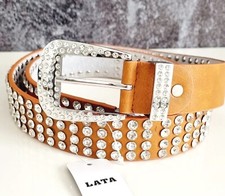 Damen Braun Partygürtel Hüftgürtel Jeansgürtel mit Strasssteine