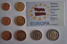 Lettland 2014 Euro Kursmünzensatz im Blister + Zertifikat zur Euroeinführung
