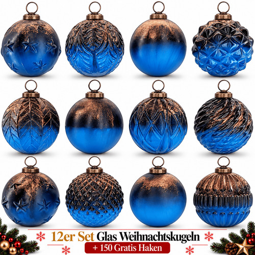 Weihnachtskugeln glas 12er set - glas,