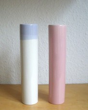 2x IKEA Keramik Röhrenvase Vase Blumenvase Zylinder creme weiß rosa 21 cm Deko