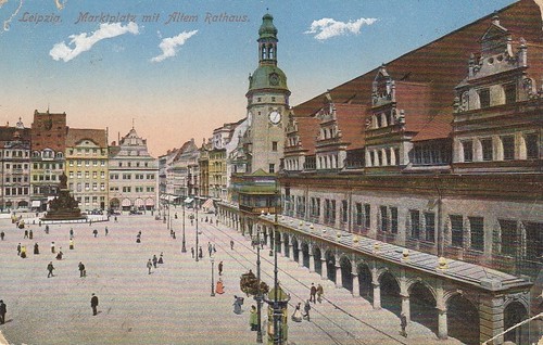 Leipzig marktplatz mit altem - mit,