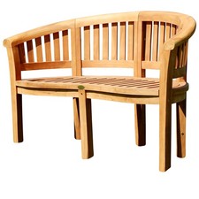 TEAK Bananenbank 120cm Gartenbank Parkbank Sitzbank 2-Sitzer 1,2m Holz COCO