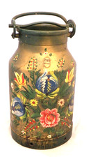 Re  alte Milchkanne Bauernmalerei Landhaus H 47 cm 20 Liter 7,3 kg mit Deckel -