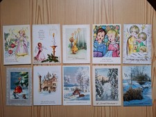 10 ältere Ansichtskarten Weihnachten, Konvolut, Engel, Kerzen, Winter, gelaufen