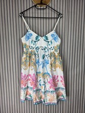 Shein boho Kleid m 38 weis blau print floral pink