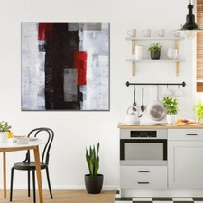 banjado Glas Wandbild quadratisch Wohnzimmer Küche Büro Motiv Abstrakt Rot