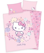 Hello Kitty Flanell Bettwäsche 40x60 + 100x135cm, 100% Bio-Baumwolle / Biber