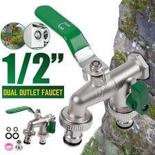 Doppel Wasserhahn Garten 1/2 & 3/4 Zoll Anschluss Kugelhahn Messing Auslaufhahn