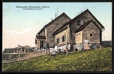 Reichenstein-Schutzhütte, Berghütte mit Gästen, Ansichtskarte 