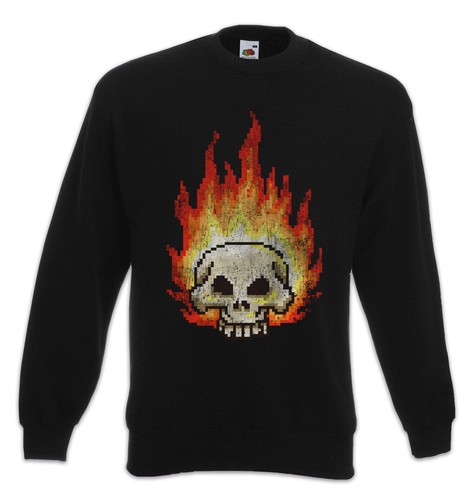 Pixel burning skull sweatshirt - pixel,