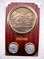 alte Marine Wetterstation.Segelschulschiff "Gorch Fock"1958.holz/messing.40x25cm