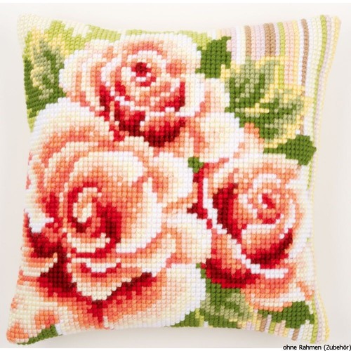Vervaco kreuzstichkissen rosa - kreuzstichkissen, "rosa
