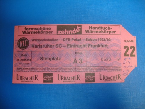 Ticket karlsruher sc - 92/93,