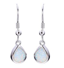 Opal 925 Silber Ohrringe Weiß