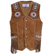 Herren Westernweste Echtleder (Kalb) Gr. L, neuwertig, ungetragen, braun