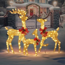 3Stk. LED Beleuchtet Rentiere Weihnachtsdeko Weihnachtsbeleuchtung Außen/Innen