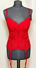 D23/12 NEU Corsage Bustier Pauline Spitze Rot Reizwäsche Dessous Bügel Strass