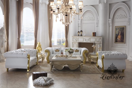 Sofaset weiß gold - weiß,
