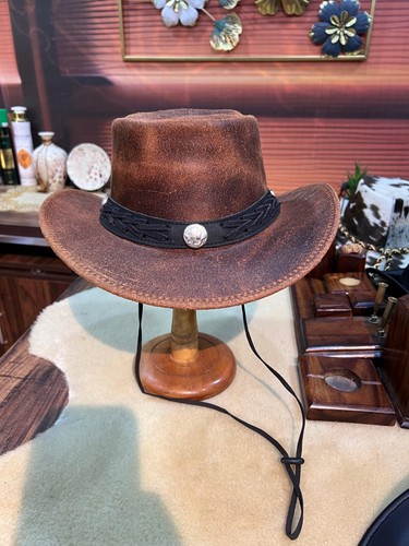 Brauner leder cowboyhut - leder,
