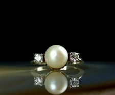 Ring Gold 585 14k Perle Weißgold 18 - 18,2 mm - elegant  