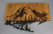 Holz & Metallbild 3D-Wandbild  58 x 38 x 3cm Wanddekoration Berge Natur NX-HOBI