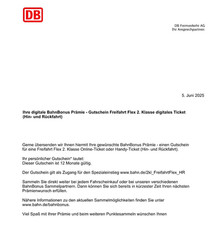 DB Bahn Freifahrt Flex Hin-
