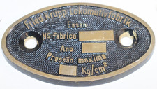 Messing Lokschild Maschinenschild Eisenbahn Fried. Krupp- Lokomotivfabrik Essen