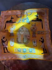 Original Hermes Seidentuch mit ägyptischen Motiven gelb grau schwarz Tutenchamun