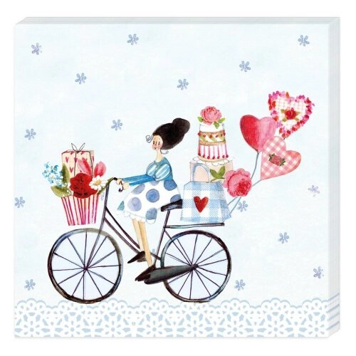 Frau mit fahrrad blumen - mit,
