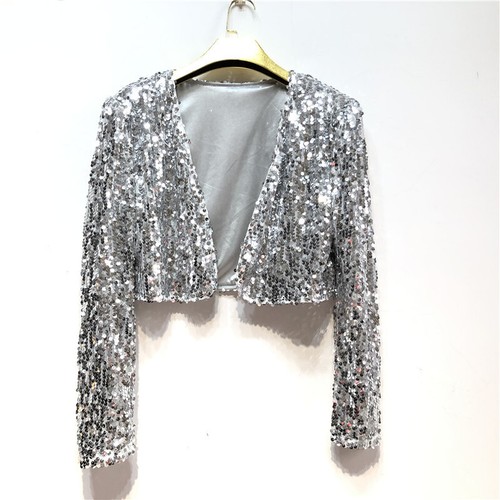 Damen pailletten kurz cardigan - pailletten,