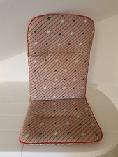 4x Sitz-Auflagen für Gartenstühle, sehr guter Zustand, grau mit roten Streifen