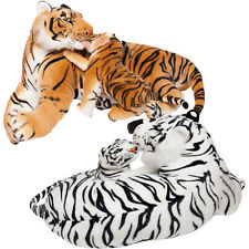 XXL Tiger Kuscheltier mit Baby 100 cm  Plüschtier Stofftier Weiß oder Braun Groß