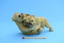 Deko Figur Hund Zwei spielende Welpen Bulldogge ? Shar Pei ? 
