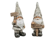 Formano Zwerg Wichtel Holzoptik Glitzer Schild Winter Figur Weihnachten Deko