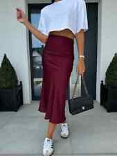 Damen Satin Rock Frauen Maxi