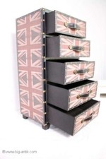 VINTAGE Schrankkoffer Schubladen Kommode Nachtschrank UNION JACK Wardrobe Trunk
