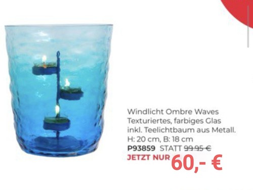Windlicht ombre wavels blau - windlicht,