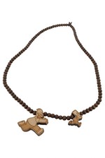 WOOD FELLAS Halskette mit Anhänger Damen Homer Bart Simpson Holz Braun 42cm