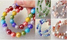 Weihnachten Schmuck Basteln 8mm rund Perlen bunt Regenbogen Glasperlen glänzend